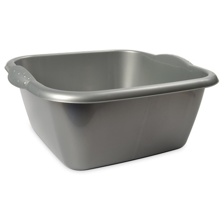 Rectangular dish wash bin/bucket silver 3 liters 25 x 10 cm