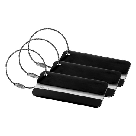 Kofferlabel discovery - 4x - zwart - 8 x 4 cm - reiskoffer/handbagage label