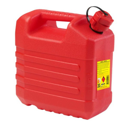 Jerrycan red plastic 20 liter for dangerous liquids L35 x W23 x H37 cm