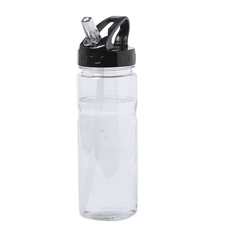 Kunststof waterfles/drinkfles/sportfles - 2x - transparant - met drinktuit - 650 ml