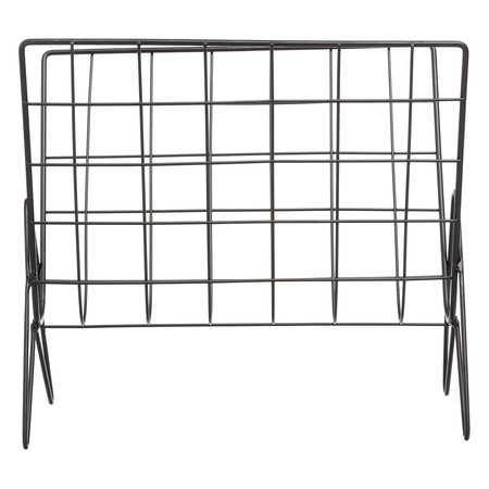 Magazines/papers rack - next to chairs - black - metal - 35 x 18 x 31 cm