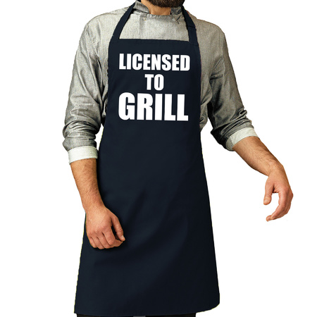 Barbecueschort Licensed to grill navy heren