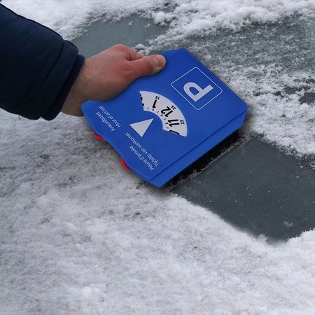 Parkeerschijf met ijskrabber - blauw - draaischijf voor parkeren - kunststof