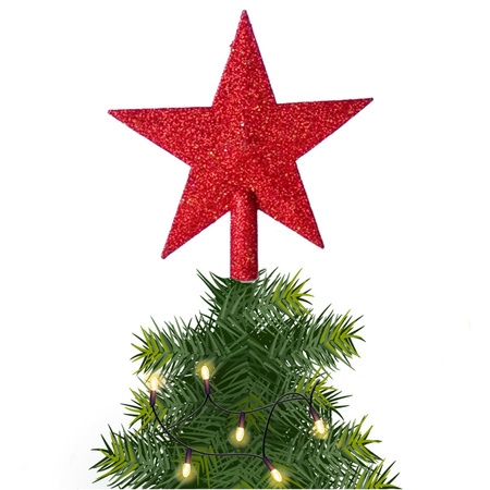 geluk Absoluut solide Mini Kerstboom piek rood 14 cm met glitters - Kleine kerstpieken bestellen?  | Shoppartners.nl
