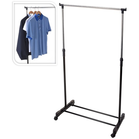 Mobile clothes rack adjustable - on wheels - black - 160 cm