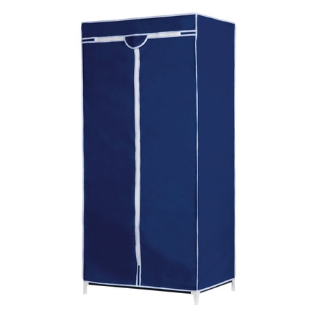 Tijdelijke mobiele kledingkast/garderobekast blauw met rits 160 cm
