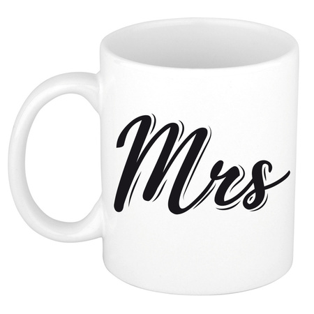 Mrs and Mr bruiloft / bruidspaar cadeau koffiemok / theebeker wit 300 ml