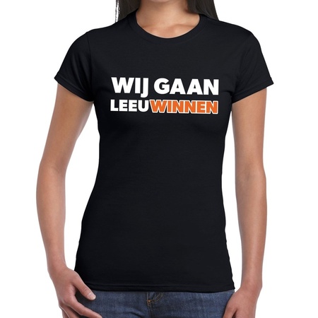 Holland supporter t-shirt Wij gaan Leeuwinnen black for women