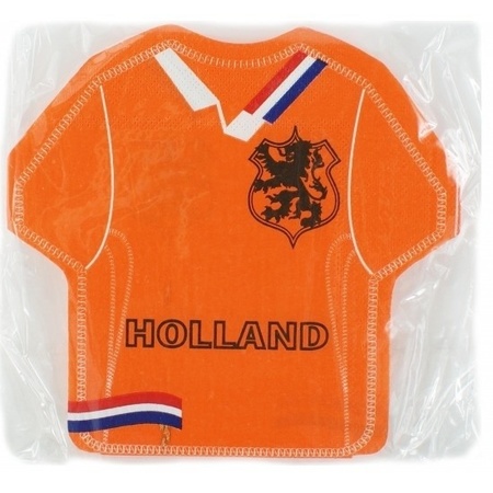 Oranje servetten in voetbal shirtjes vorm