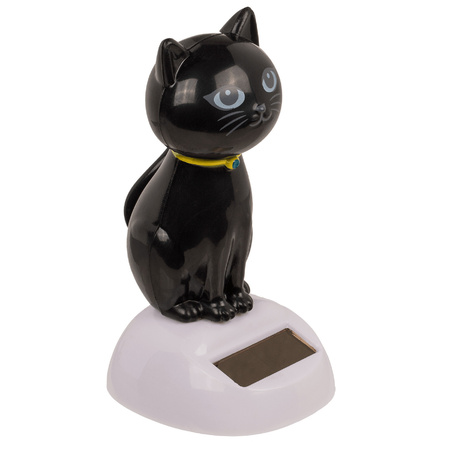 Solar moving cat statue black 12 cm