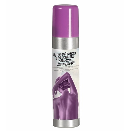 Guirca Haarspray/bodypaint spray - 2x kleuren - paars en zwart - 75 ml