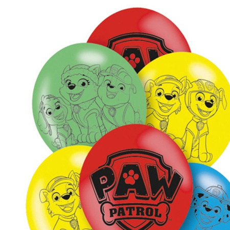 Amscan Paw Patrol themafeest ballonnen - 6x - gekleurd - 28 cm - voor kinderen