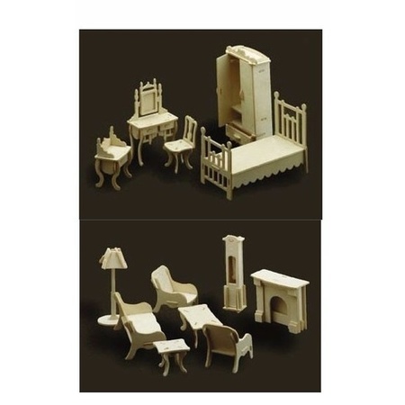 Poppenhuis meubel set woonkamer/slaapkamer