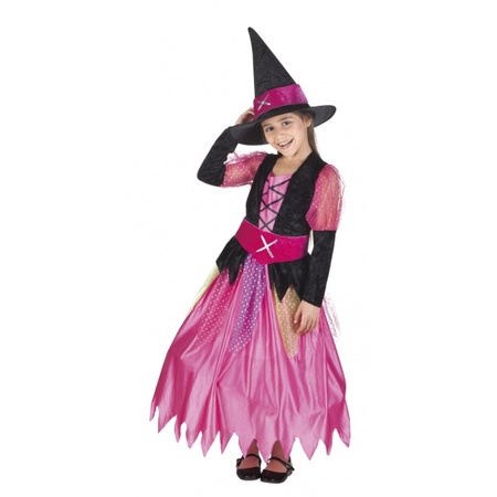 Roze heksen verkleedkleding voor meisjes