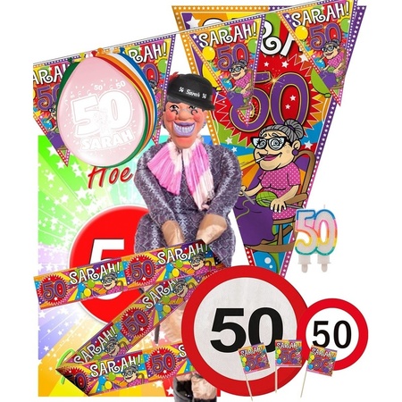 Trillen vlotter Cornwall Vijftig/50 jaar Sarah feestartikelen pakket L versiering voor verjaardag  bestellen? | Shoppartners.nl