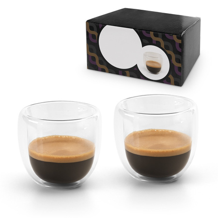 Set van 6x Koffie/espresso glazen dubbelwandig 75 ml - transparant