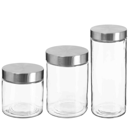 Bedankt Impasse faillissement Set van 8x keuken voorraadbussen/potten glas RVS deksel - 3 formaten  bestellen? | Shoppartners.nl