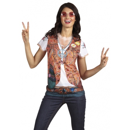 Shirt met hippie opdruk