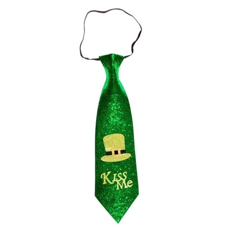 St Patricks Day Kiss Me glitter stropdas voor volwassenen