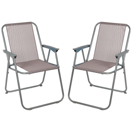 Sunnydays Picnic camping/strand stoel - 2x - aluminium - inklapbaar - beige - L53 x B55 x H75 cm