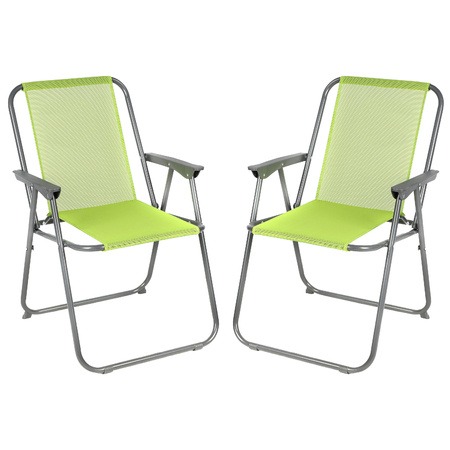Sunnydays Picnic camping/strand stoel - 4x - aluminium - inklapbaar - groen - L53 x B55 x H75 cm