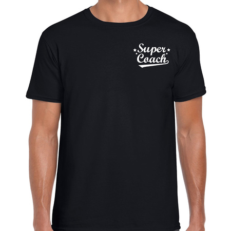 Zwart cadeau t-shirt super coach op borst voor heren