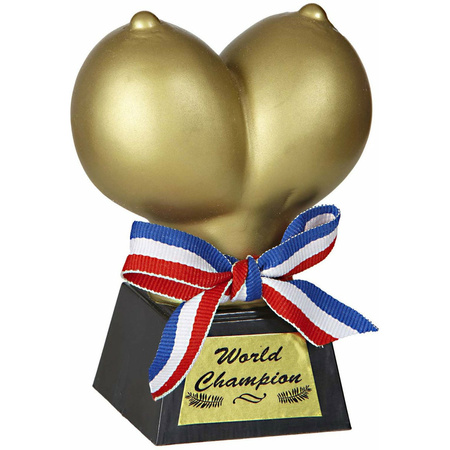 Widmann Trofee/award gouden borsten/tieten - 13 cm - Fun prijs mooiste borsten