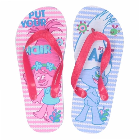 Trolls roze/blauwe flip flops voor meisjes