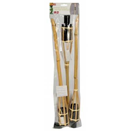 Houten tuinfakkels 3x stuks van bamboe 60 cm
