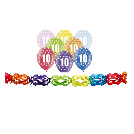 Verjaardag feest 10 jaar versieringen pakket feestslingers en ballonnen