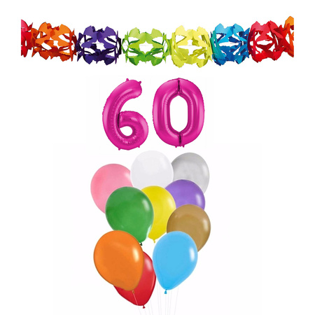 Stal arm Geelachtig Verjaardag versiering pakket 60 jaar - opblaascijfer/slinger/ballonnen  bestellen? | Shoppartners.nl