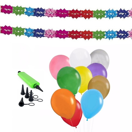 Luchtpost Overgave marathon Verjaardag versiering set - 2x slingers en 100x party ballonnen bestellen?  | Shoppartners.nl