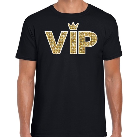 Zwart VIP goud glitter fun t-shirt voor heren