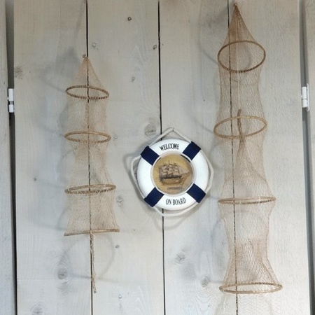 Decoratie visnet/vissers fuik met 4 ringen 120 cm