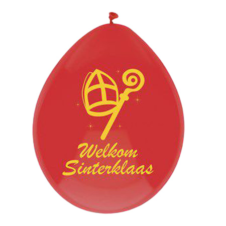 Welkom Sinterklaas ballonnen - 12x - geel/rood