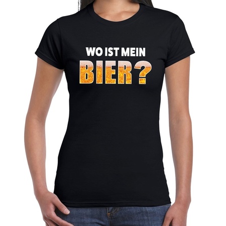 Wo ist mein bier fun shirt zwart voor dames drank thema
