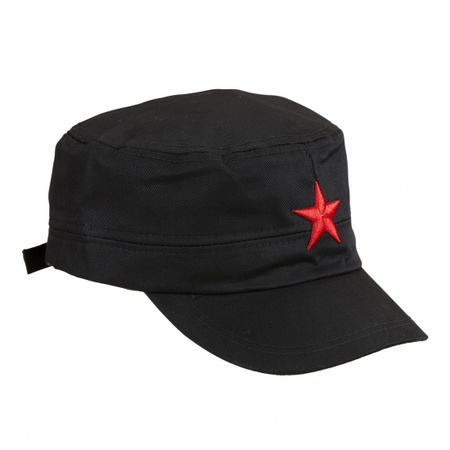 Zwarte cap met rode ster - Verkleed accessoires