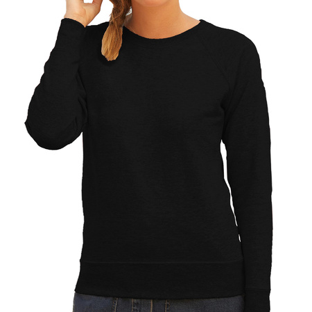 Klaar woordenboek bladzijde Sweater / sweatshirt trui zwart met ronde hals en raglan mouwen voor dames  bestellen? | Shoppartners.nl