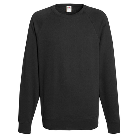 Sweater / sweatshirt trui zwart met ronde hals en raglan mouwen voor mannen